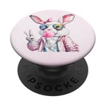 Lunettes de soleil aviateur lapin de Pâques mignon Bubblegum Peace Sign PopSockets PopGrip Adhésif