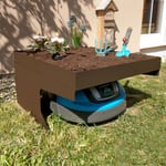 Garage pour tondeuse robot avec jardinière HWC-G60, Toit, Abri pour tondeuse robot, marron