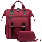 LOVEVOOK Sac a Dos Femme, Impermeable Sacs à dos pour Ordinateur Portable 15,6 pouces Feminin avec Étui pour Câble de Données, Sac Ados PC Sac a Dos Ordi Elegant pour Voyage College Travail Rouge