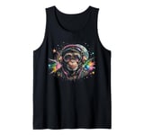 Monkey DJ Space Headphones Retro Groove Tank Top