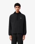 Lacoste Mens Short Water-Resistant Jacket With Removable Hood - Black - Size X-Large