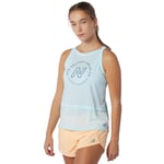 NEW BALANCE WOMENS PRINTED IMPACT RUN HYBRID TANK TOP BLUE RUNNING GYM VEST