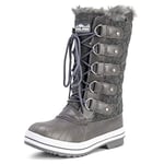 Femmes Matelassé Pluie Lacer Fourrure Chaleureux Chaussures Neige Botte - GRT39 - AYC0013 - Gris Textile - 39 EU