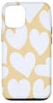 iPhone 15 Aesthetic White Hearts on Beige, Danish Pastel, Teen Girls Case