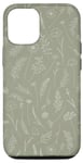 iPhone 14 Wildflower Leaves Botanical Plant Line Art Sage Green Case