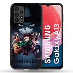 Cokitec Coque pour Samsung Galaxy A13 / A04S Manga Demon Slayer Noir Multicolore