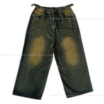 Reddachic-Jean Baggy Délavé Vert Pour Homme,Pantalon Décontracté À Jambes Larges,Vintage,Grande Taille,Y2k,Fjker,Moto,Streetwear