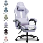 GTPLAYER Chaise Gaming, Chaise de Gamer, Chaise de Bureau Respirante en Tissu de Haute Qualité, avec Repose-Pieds,Violet