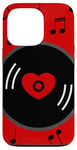 Coque pour iPhone 13 Pro notes de musique disque vinyle album coeur rouge valentines vintage