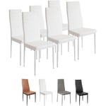 Hofuton Lot de 6 Chaises de Salle à Manger Confortables en Cuir Silimi - Blanc