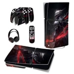 PlayVital Autocollant pour ps5 Slim Console Standard Sticker Skin pour ps5 Slim Disc Edition,Kit d'Autocollants Accessoires pour ps5 Manette&Télécommande&Casque&Station de Charge-Chevalier des Abysses