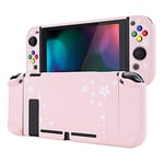 eXtremeRate PlayVital Coque Arrière pour Switch Console,Housse de Protection Séparable pour Switch Joycon,Cover pour Switch avec Capuchon Bouton ABXY Direction Coloré(Pétales-Rose Clair)