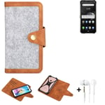 Felt Case + earphones for Ulefone Armor 7E Cover light grey