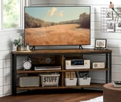 Industrial TV Stand Rustic Corner Cabinet Vintage Style Metal Storage Shelf Unit