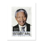 Wee Blue Coo Mp Postage Stamp South Africa 45 Cents Nelson Mandela Late President Large Framed Art Print Poster Wall Decor 18x24 inch