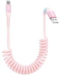 Cable USB C Spiralé,3A Cable USB C Charge Rapide,0.4M-1M Cable USB vers USB C pour Android Auto,iPhone 16/15 Plus Pro,Galaxy S24 S23,Huawei,Xiaomi,Sony,MacBook-Rose(Q243)