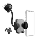 Hama Kit Support Téléphone Voiture Universel (Ensemble Support téléphone pour Voiture, 2en1 Clip pour aération et Ventouse, pivotable 360°, pour Mobile de Largeur de 4 à 11 cm) Noir