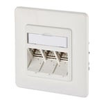 Metz Connect - Prise réseau encastré insert avec plaque centrale et châssis cat 6a 3 ports 130B12D31002-E blanc pur R68393