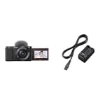 Sony Alpha ZV-E10L | APS-C Mirrorless interchangable-lens vlog camera with 16-50 mm f/3.5-5.6 Power Zoom kit Lens, Black, 1 Pack & BC-TRW UK Travel Charger for W Battery