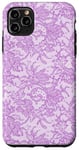 Coque pour iPhone 11 Pro Max Vintage Mauve Dentelle Fleurs