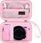 Canon PowerShot G7 x Mark II / G7 x Mark III / G5 x Mark II / g7x Sac Portable pour Appareil Photo numérique Fool Camera Bag Pochette zippée en Maille pour câble USB, Rose.[G1519]