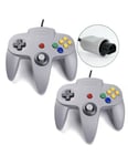 2X Controller Manette N64 filaire pour Nintendo 64 - Gris