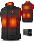 UNBON Veste Chauffante avec Batterie Incluse 14400mAh Gilet Homme Femme Électrique avec 6 Zones de Chaleur 3 Modes de Chauffe Vêtement de Chauffage pour Moto Chasse - Noir Taille M