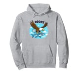 Bald Eagle Shark Drone - Funny Graphic Nature Drone Lover Pullover Hoodie