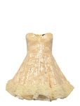 ROTATE Birger Christensen Sequins Mini Ruffle Dress Gul