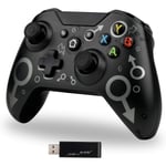 Trådlös Kontroller för Xbox One, Xbox-Kontroller med 2.4GHz Trådlös Adapter, Xbox One X/Xbox One S/PS3 och PC (Svart)