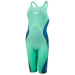 Speedo Fastskin LZR Pure Intent Openback Kneeskin Maillot de Bain Femme, Vert Brillant, Bleu Sarcelle Nordique, Rose Doré et Blanc, 25