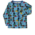 Småfolk Mönstrad Långärmad T-shirt Blue Grotto | Blå | 4-5 years