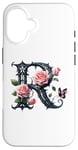 Coque pour iPhone 16 Letter R Initial Floral Monogram Rose Pink Flower Butterfly