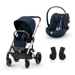 cybex GOLD Lastenrattaat Balios S Lux Silver Ocean Sininen ja turvaistuin Cloud G i-Size Plus lastenistuin Sininen. Adapter