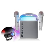 Pack Karaoké Enceinte Portable Autonome Bluetooth Ibiza KARAHOME-WH 120W USB SD 2 micros - Effet Lumière LED Waterwave Fête Enfant