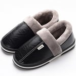 Herr Faux Fur Tofflor Varma Vattentäta Inomhus Platta Flip Flops Sovrumsskor Svart Storlek 50-51 Svart2 Black2 46-47