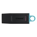 KINGSTON Kingston DataTraveler Exodia 64GB USB 3.2 Black with Cyan loop USB Flash Drive