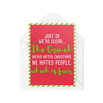 Tongue in Peach Funny Christmas Cards | The Grinch Hated People Card | For Her Him Novelty Film Grumpy Scrooge Song Mum Dad Banter Silly Festive| CBH708, White, TIP_CARDS_CBH708