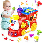 Jouet Enfant 1 an Garcon Fille Train Rouge Jouet Bebe 6 9 12 18 Mois avec Musique/Lumière Jouet Rampants Bébé Cadeau Enfant 1 Ans Jouet éducatif 1 2 3 4 Ans Garçon Fille Cadeau d'anniversaire de Noël