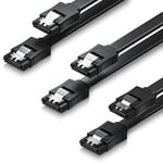 deleyCON 3x 0,5m SATA III Câble de Données HDD SSD Câble de Raccordement Câble de Connexion Un Clip en Métal 6 Gb/s 2 Fiches Droites de Type L - Noir