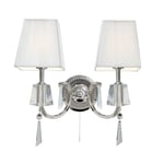 2 Light Bulbs Chrome Finish Wall Bracket Chandelier Light White String Shades