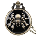 Montre de Poche, Punk Cool Spider Design Fob Montre de Poche à Quartz Bronze Collier Horloge pour Hommes Femmes Pendentif Montre Bijoux Cadeaux