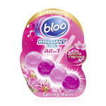 Bloo Brilliant Gel All in 1 Toilet Rim Block Cleaner, Spring Rain Fresh Scent, for All-Around Cleanliness, Long Lasting Freshness and Brilliant Shine