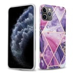 Coque pour Apple iPhone 11 PRO en Marbre Vague Violet No. 14 Housse de protection Étui en silicone TPU avec motif mosaïque - Neuf