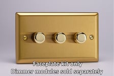 Varilight WBD3 Matrix Faceplate Kit, classic brushed brass, 3-gang