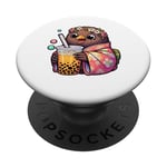 Kiwi Bird Drinking Bubble Tea Japanese Kimono PopSockets Adhesive PopGrip