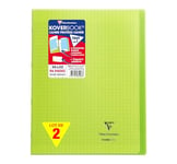 Clairefontaine 981403AMZC Un lot de 2 Cahiers Agrafés Koverbook 24x32 cm - 96 Pages Grands Carreaux - Papier Blanc 90 g - Couverture Polypro - Couleur : Vert