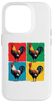 iPhone 14 Pro Colorful Funny Chicken Art, Crazy Chicken Rooster Family Case