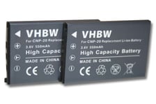 2 Batteries pour Casio Exilim EX Serie EX-S1PM EX-S3 EX-S20 EX-S100 EX-S2 550mAh