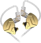 Écouteurs Intra-Auriculaires KZ ZSN Pro X Hybrid Dynamic Driver équilibré Écouteurs à Armature équilibrée Double Pilote 1DD 1BA Basses Profondes Son stéréo Ergonomique (sans Micro, doré)